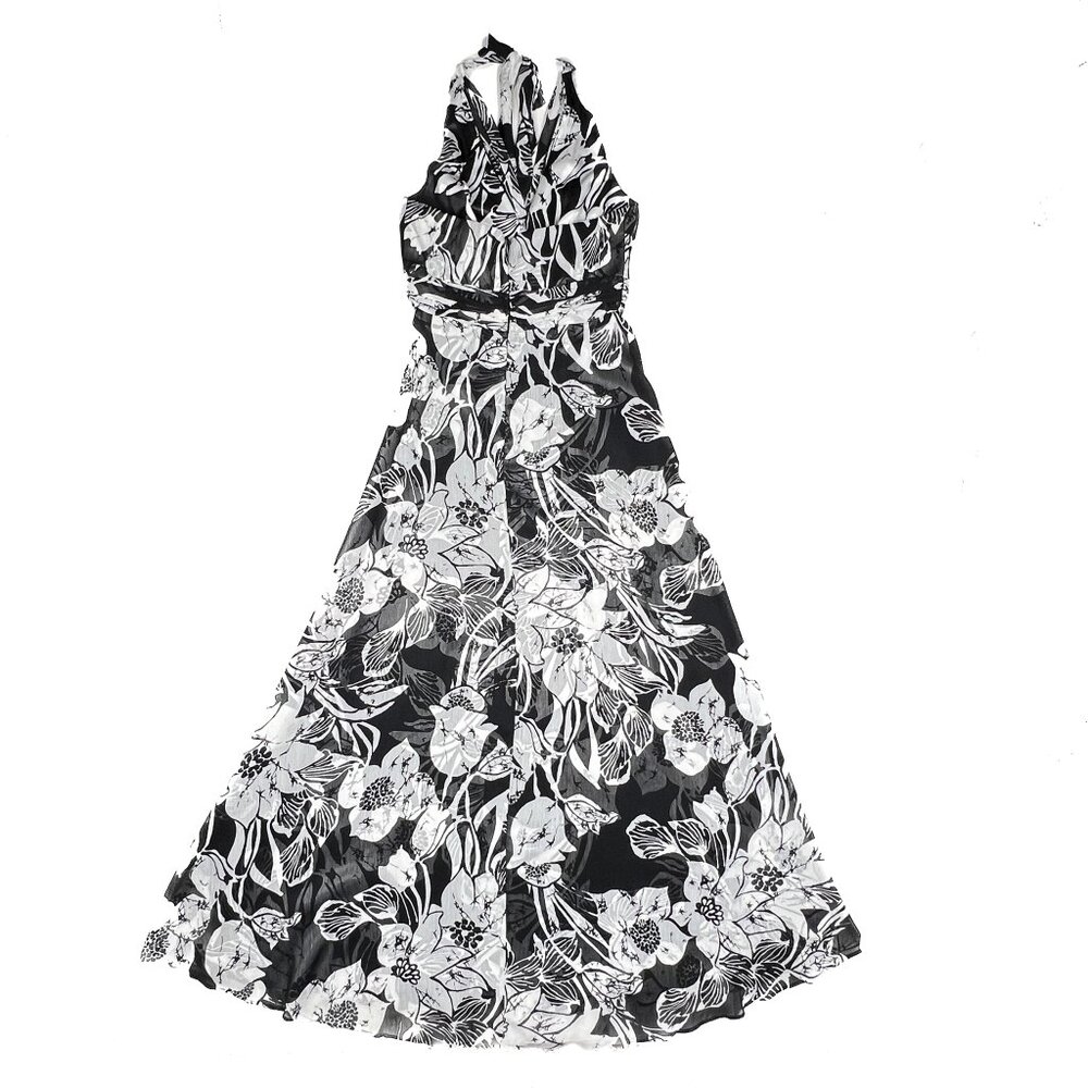 WHBM Halter Tie Floral Satin Flowy Chiffon Maxi Cocktail Gown Size 6‎ - NWOT - Picture 4 of 11